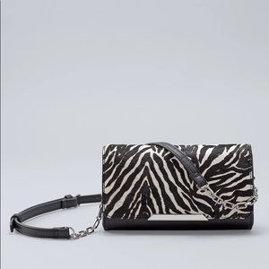 Zebra stripe calf hair crossbody bag